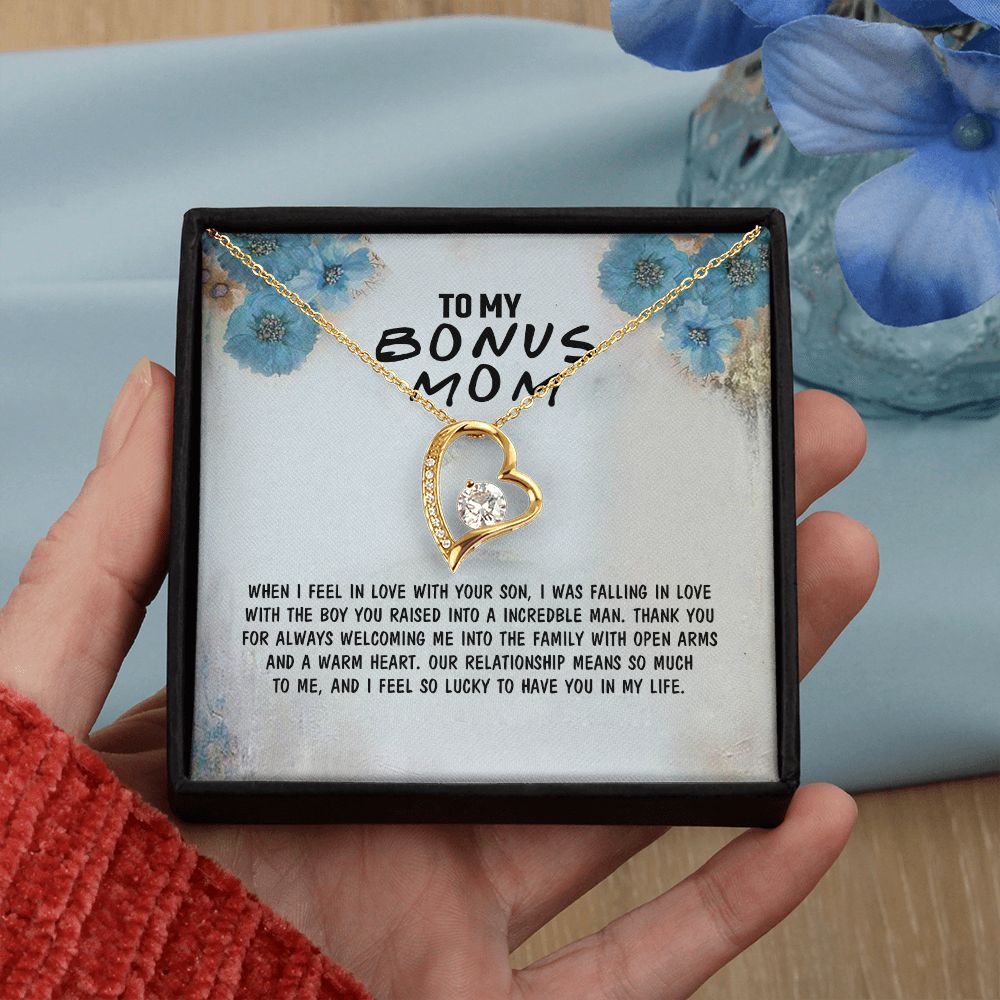 Mother Daughter Necklace as Daughter Gift from Mom, Mom Necklace as Christmas Gift for Mom from Son, Birthday Gift for Mother in Law Necklace, Bonus Mom Gifts for Step Mom Necklace4 Forever Love Necklace