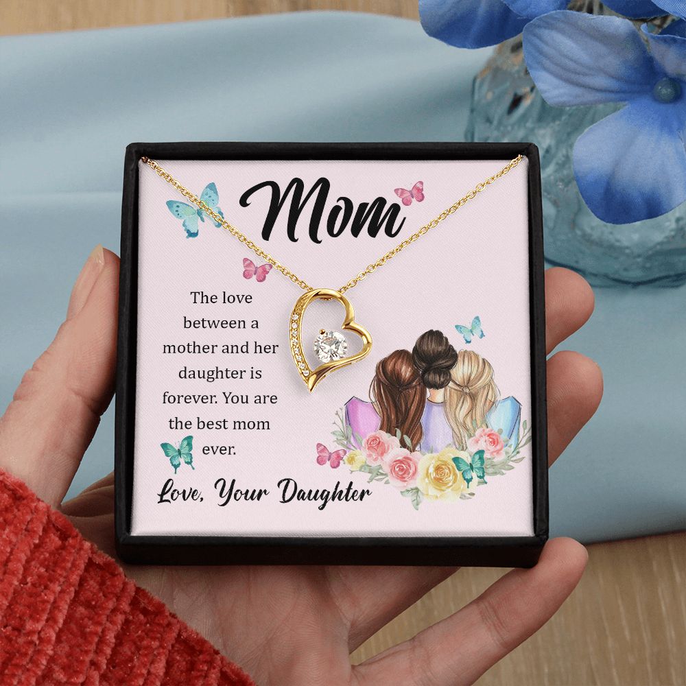 Mom Necklace Gifts for Mom from Daughter to Mom Gifts for Mothers Day from Daughter, To My Mom Necklace from Daughter to Mom Birthday Gifts Necklace with Message Card and Gift Box21 Forever Love Necklace