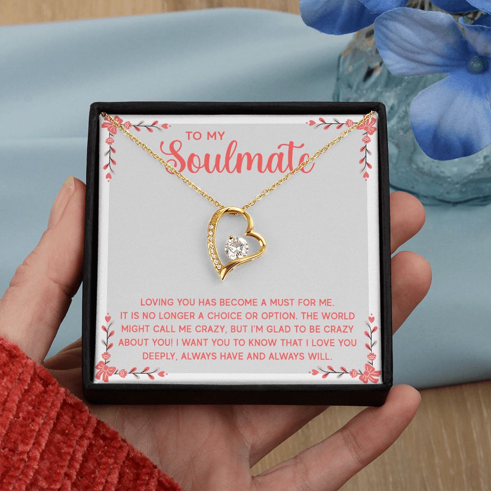 To My Soulmate Necklace for Women Birthday Christmas Jewelry Gifts For My Wife with Message Card Box Personalized Gift Present Pendant for Future Wife Soulmate Girlfriend Love 14 Forever Love Necklace