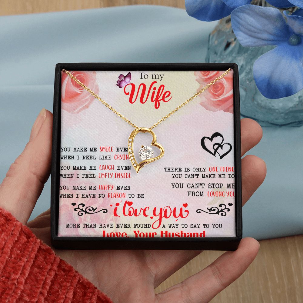 To My Wife Necklace, Wedding Anniversary Jewelry For Women, Necklace For Wife from Husband, Gift For Wife Birthday Gifts From Husband Necklace, Jewelry With Message Card In A Gift Box3 Forever Love Necklace
