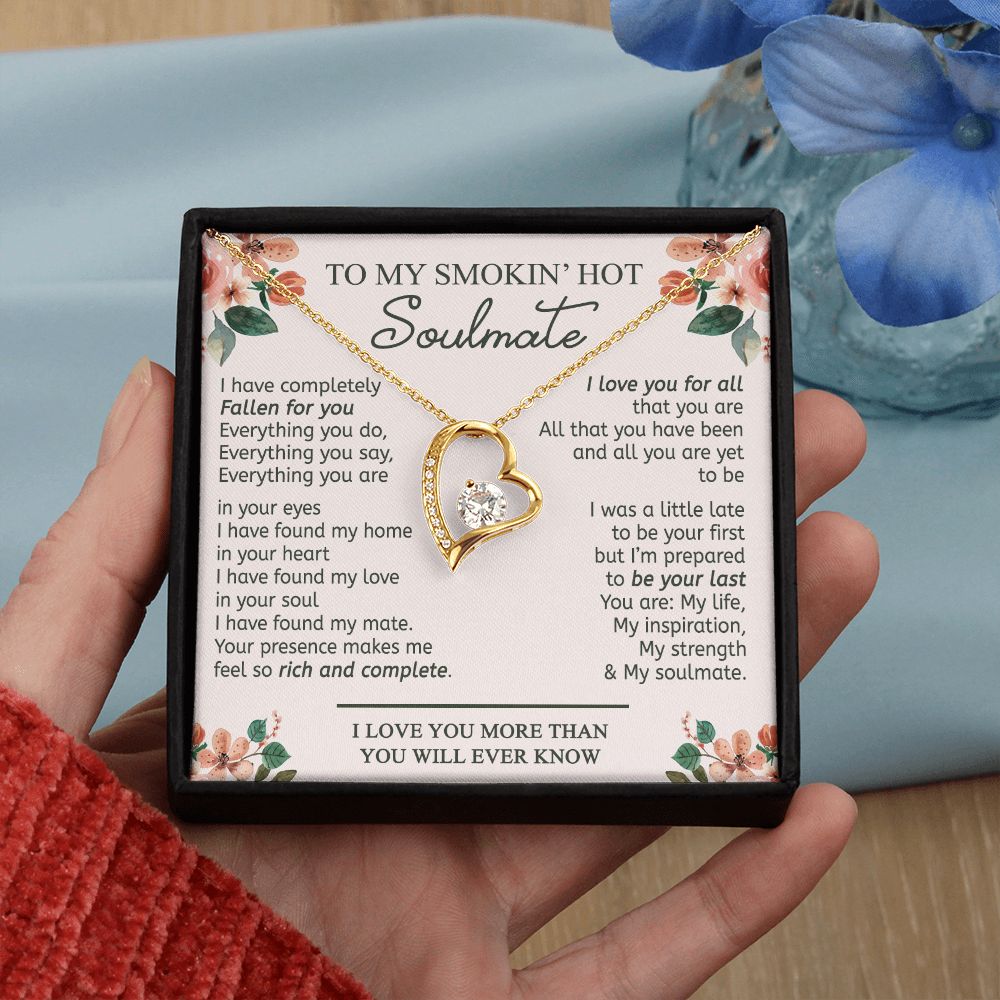 To My Smokin Hot Soulmate Necklace - Wife Gifts From Husband To My Wife Necklace, Gift for Her Romantic, Girlfriend Gifts Necklace for Wife from Men Includes Message Card and Gift Box 20 Forever Love Necklace