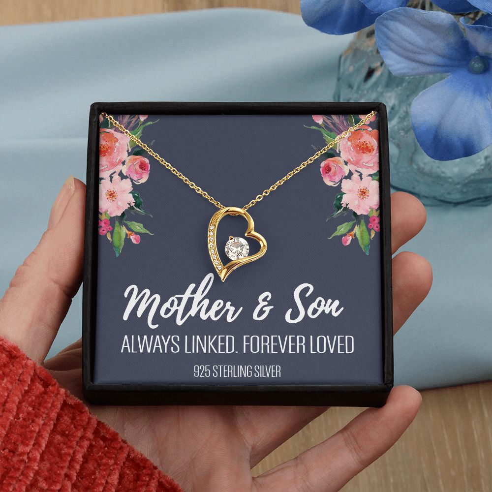 Gift For Mom From Son, Mother Son Gifts, Happy Mother's Day Necklace, Mom Gift Forever Love Necklace