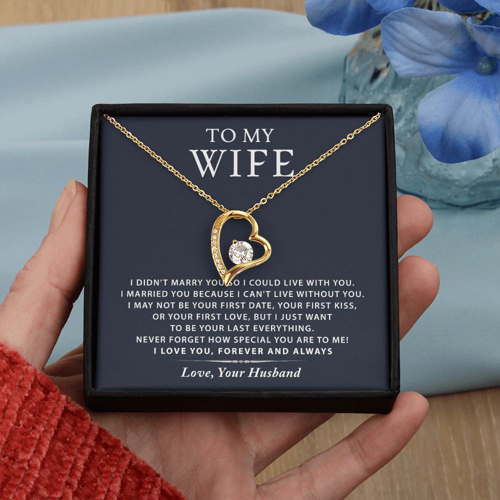 To My Wife Necklace from Husband, Personalized Necklace for Women, Luxury Necklace for Wife from Man Men, Wedding Anniversary Present For Wife, Beautiful Wife Jewelry Christmas Birthday Gift For Wife16 Forever Love Necklace