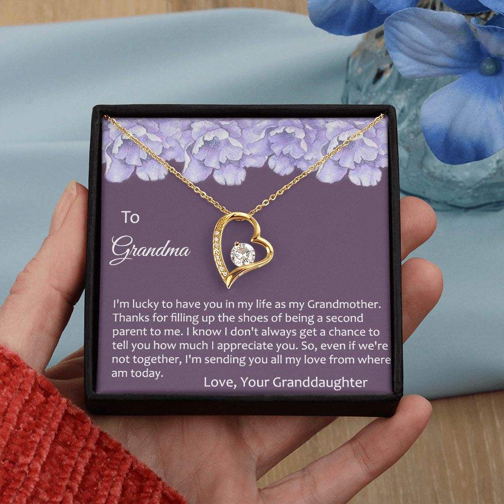 To My Grandma Necklace, Gift for Grandmother Necklace, Mothers Day Gift For Grandma Nana, Grandma Jewelry From Grandchildren GrandKids , Jewelry Box Gift For Grandma Grandmother21 Forever Love Necklace