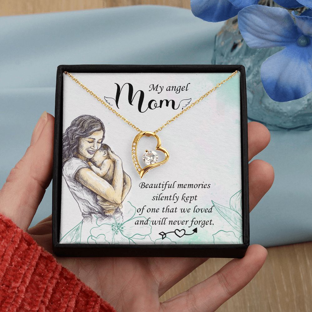 To My Mom Mother My Angel Necklace Pendant Gift From Daughter Beautiful Memories With Message Card Gift For Mom Forever Love Necklace