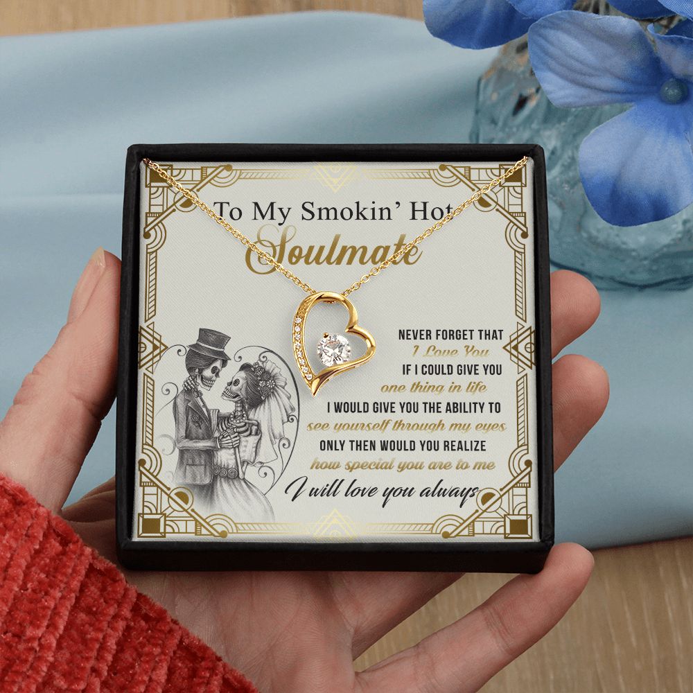 To My Smokin Hot Soulmate Necklace - Wife Gifts From Husband To My Wife Necklace, Gift for Her Romantic, Girlfriend Gifts Necklace for Wife from Men Includes Message Card and Gift Box 9 Forever Love Necklace