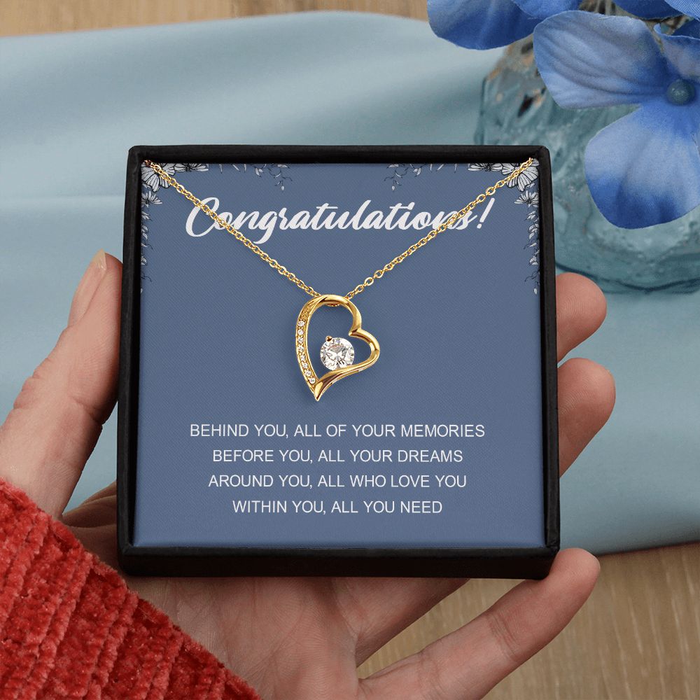 Graduation Gift Necklace for Girls College, High School, Love Knot Necklace Congrats Graduation Pendants Gift For Daughter, Granddaughter, Niece, Sister Forever Love Necklace