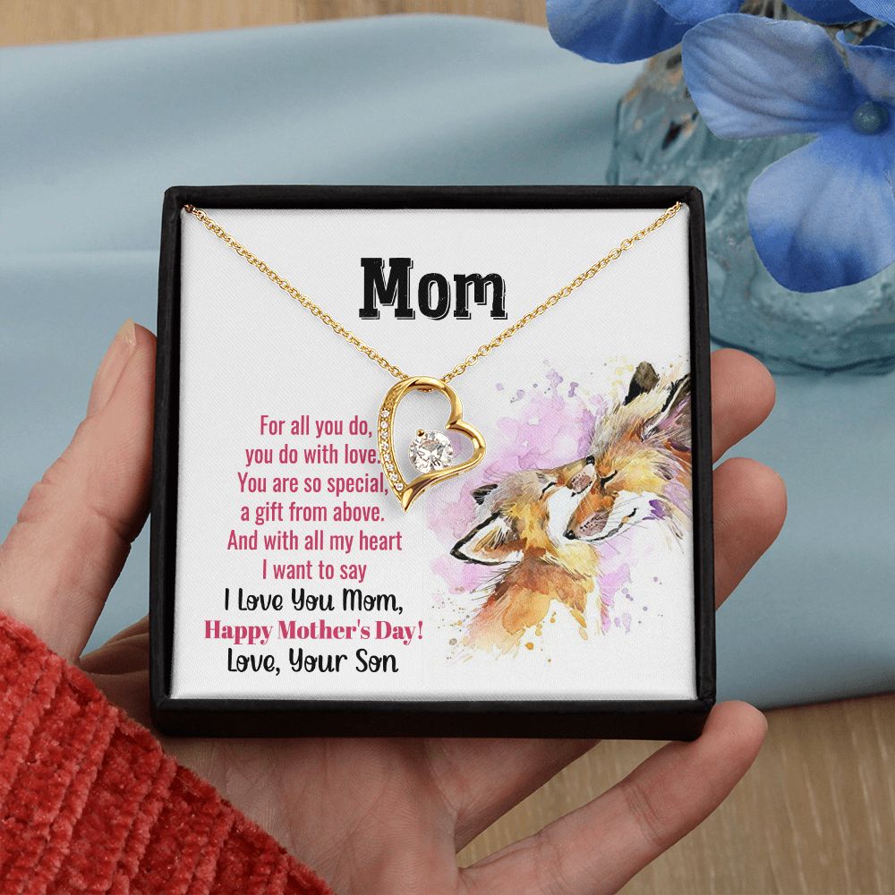 Mom Necklace Gifts for Mom from Daughter to Mom Gifts for Mothers Day from Daughter, To My Mom Necklace from Daughter to Mom Birthday Gifts Necklace with Message Card and Gift Box2241 Forever Love Necklace