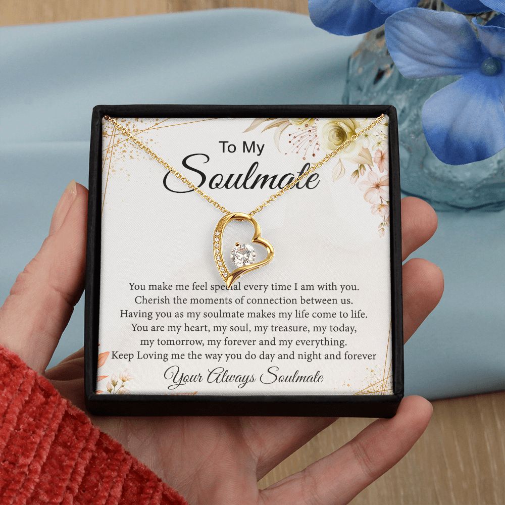 To My Soulmate Necklace for Women Birthday Christmas Jewelry Gifts For My Wife with Message Card Box Personalized Gift Present Pendant for Future Wife Soulmate Girlfriend Love 26 Forever Love Necklace