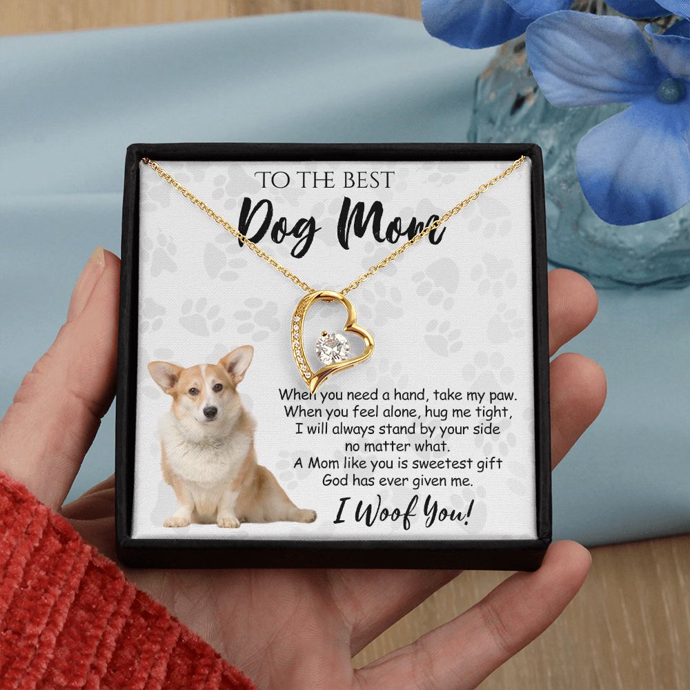 To The Best Corgi Dog Mom Knot Necklace Mother's Day Gift , I Woof You Quote Gift Card, Message Card Jewelry For Dog Lovers, Necklace For Mom Forever Love Necklace