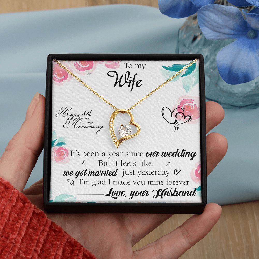 To My Wife Necklace, Wedding Anniversary Jewelry For Women, Necklace For Wife from Husband, Gift For Wife Birthday Gifts From Husband Necklace, Jewelry With Message Card In A Gift Box2 Forever Love Necklace