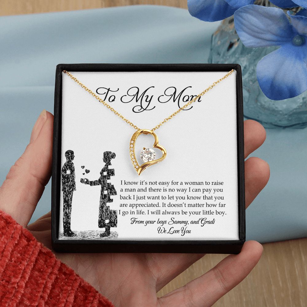 Mom Necklace Gifts for Mom from Daughter to Mom Gifts for Mothers Day from Daughter, To My Mom Necklace from Daughter to Mom Birthday Gifts Necklace with Message Card and Gift Box2 Forever Love Necklace