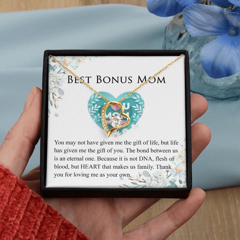 Mother Daughter Necklace as Daughter Gift from Mom, Mom Necklace as Christmas Gift for Mom from Son, Birthday Gift for Mother in Law Necklace, Bonus Mom Gifts for Step Mom Necklace Forever Love Necklace