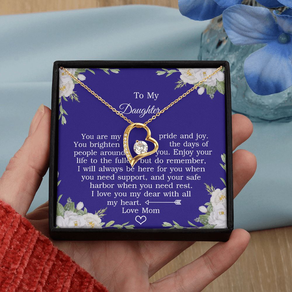 Mother Daughter Gift Ideas, To My Daughter Gift Necklace from Mom, Jewelry Pendant Present for Daughter, Birthday Christmas Gift Graduation Gifts for Daughters, Mother and Daughter Necklace 2137 Forever Love Necklace