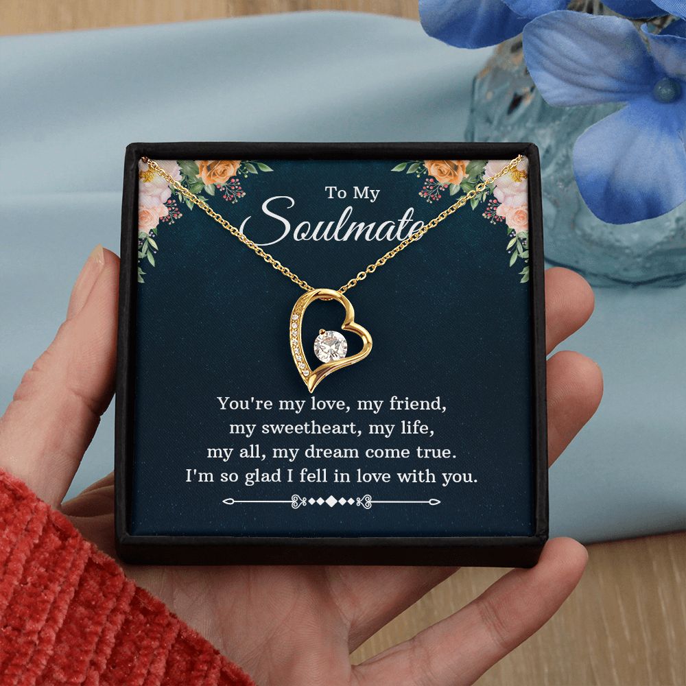To My Soulmate Necklace for Women Birthday Christmas Jewelry Gifts For My Wife with Message Card Box Personalized Gift Present Pendant for Future Wife Soulmate Girlfriend Love 10 Forever Love Necklace