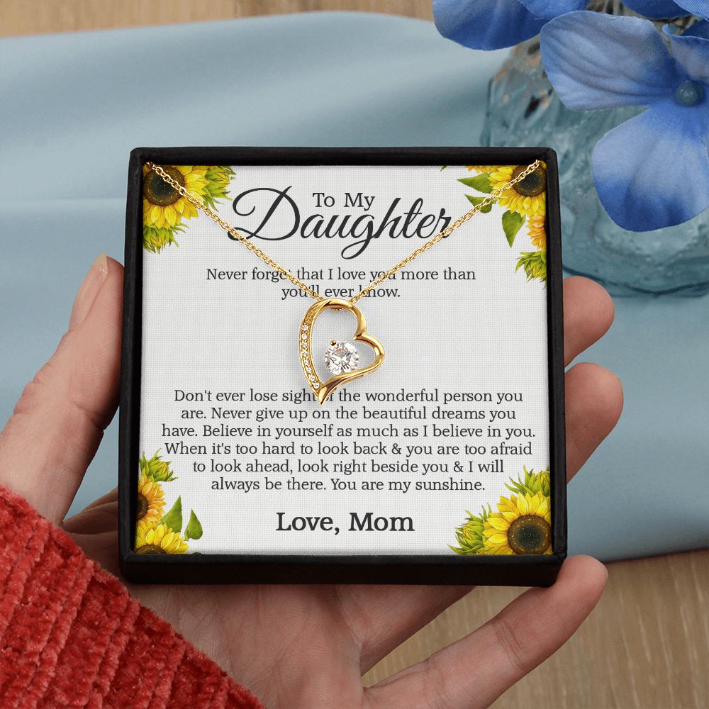 Mother Daughter Gift Ideas, To My Daughter Gift Necklace from Mom, Jewelry Pendant Present for Daughter, Birthday Christmas Gift Graduation Gifts for Daughters, Mother and Daughter Necklace 2132 Forever Love Necklace