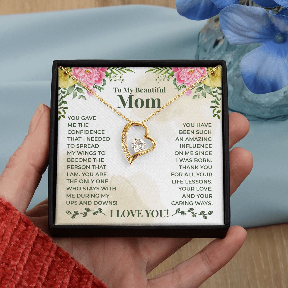 Mom Necklace Gifts for Mom from Daughter to Mom Gifts for Mothers Day from Daughter, To My Mom Necklace from Daughter to Mom Birthday Gifts Necklace with Message Card and Gift Box22 Forever Love Necklace