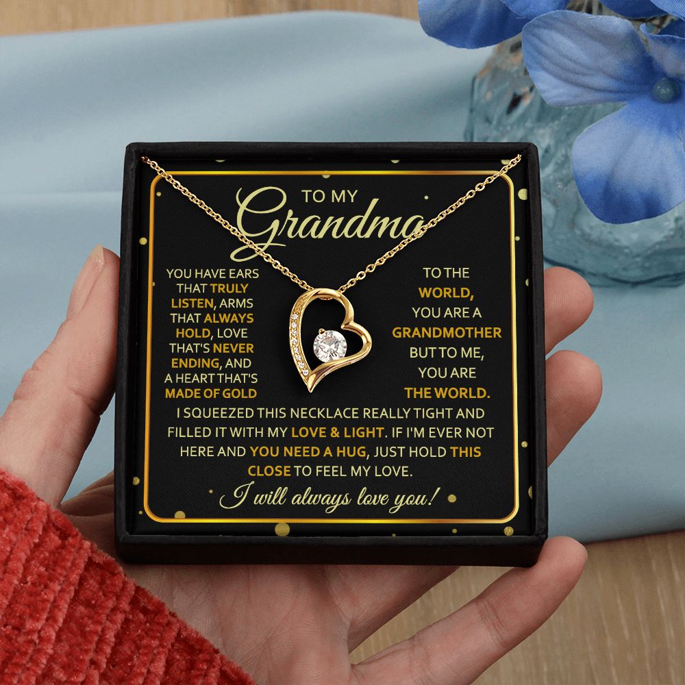 To My Grandma Necklace, Gift for Grandmother Necklace, Mothers Day Gift For Grandma Nana, Grandma Jewelry From Grandchildren GrandKids , Jewelry Box Gift For Grandma Grandmother7 Forever Love Necklace