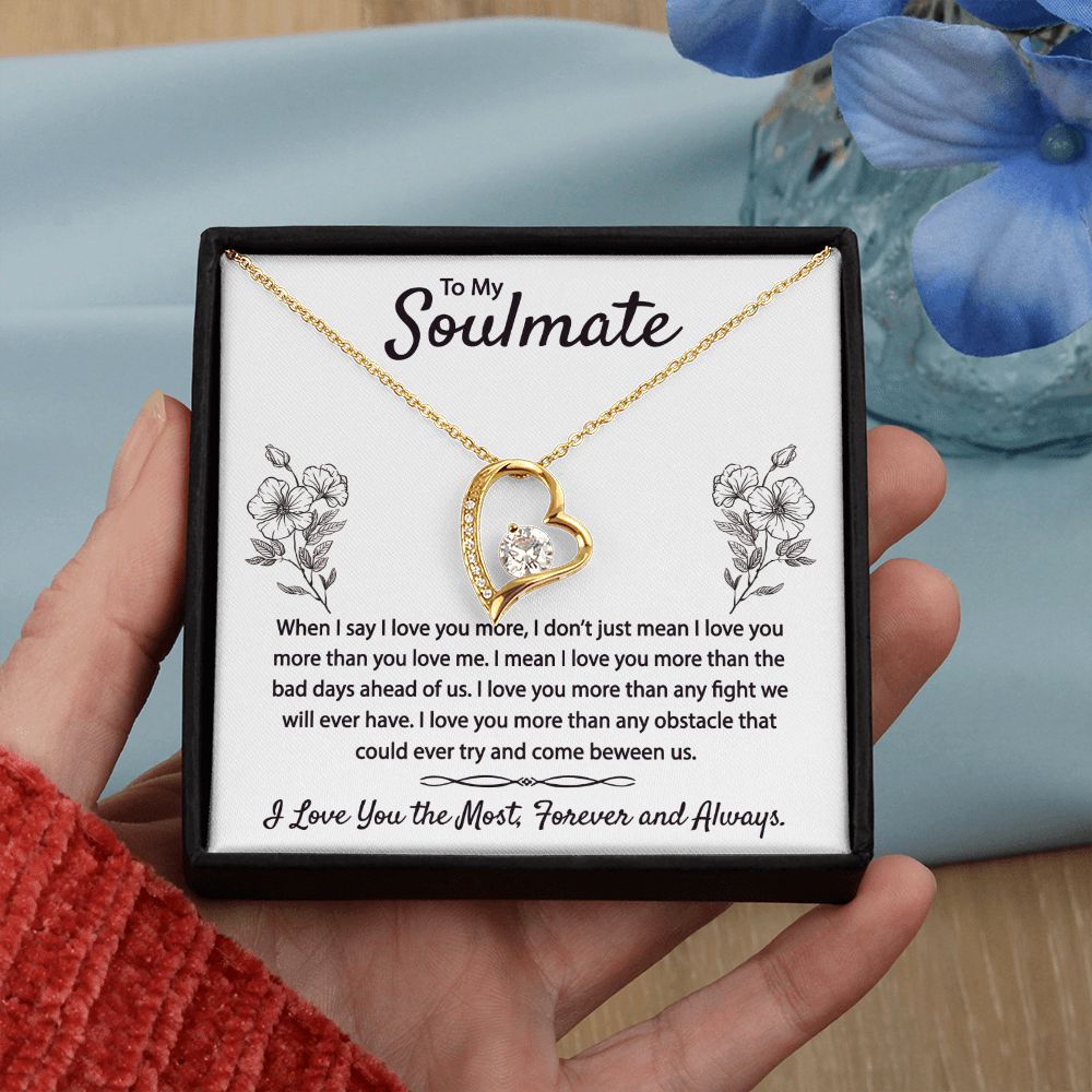 To My Soulmate Necklace for Women Birthday Christmas Jewelry Gifts For My Wife with Message Card Box Personalized Gift Present Pendant for Future Wife Soulmate Girlfriend Love 9 Forever Love Necklace