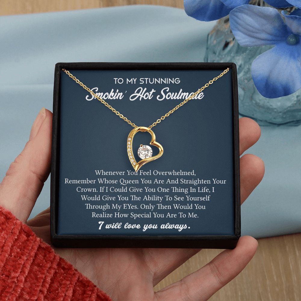 To My Soulmate Necklace for Women Birthday Valentines Day Jewelry Gifts For My Wife with Message Card Box Personalized Gift Present Pendant for Future Wife Soulmate Girlfriend Love 5 Forever Love Necklace