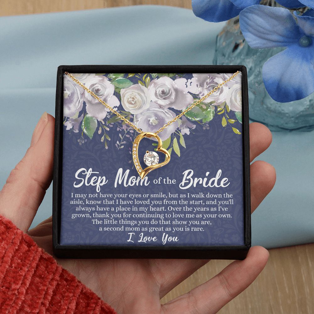 To My Stepmother of the Bride Necklace, Stepmother of the Bride Gifts Idea, Necklace for Stepmom of the Bride Gifts, Wedding Gifts for Stepmom, Gifts for Step Mother of the Bride Forever Love Necklace