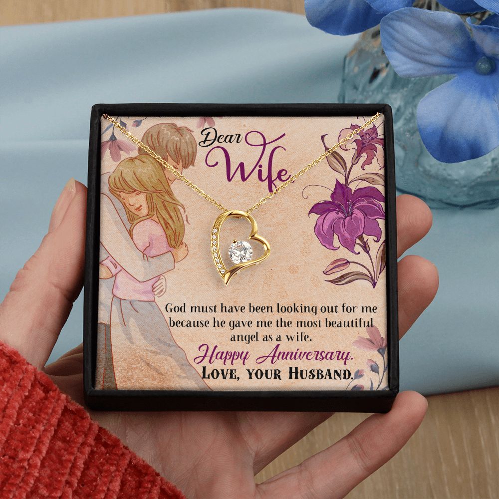 To My Wife Necklace, Wedding Anniversary Jewelry For Women, Necklace For Wife from Husband, Gift For Wife Birthday Gifts From Husband Necklace, Jewelry With Message Card In A Gift Box7 Forever Love Necklace