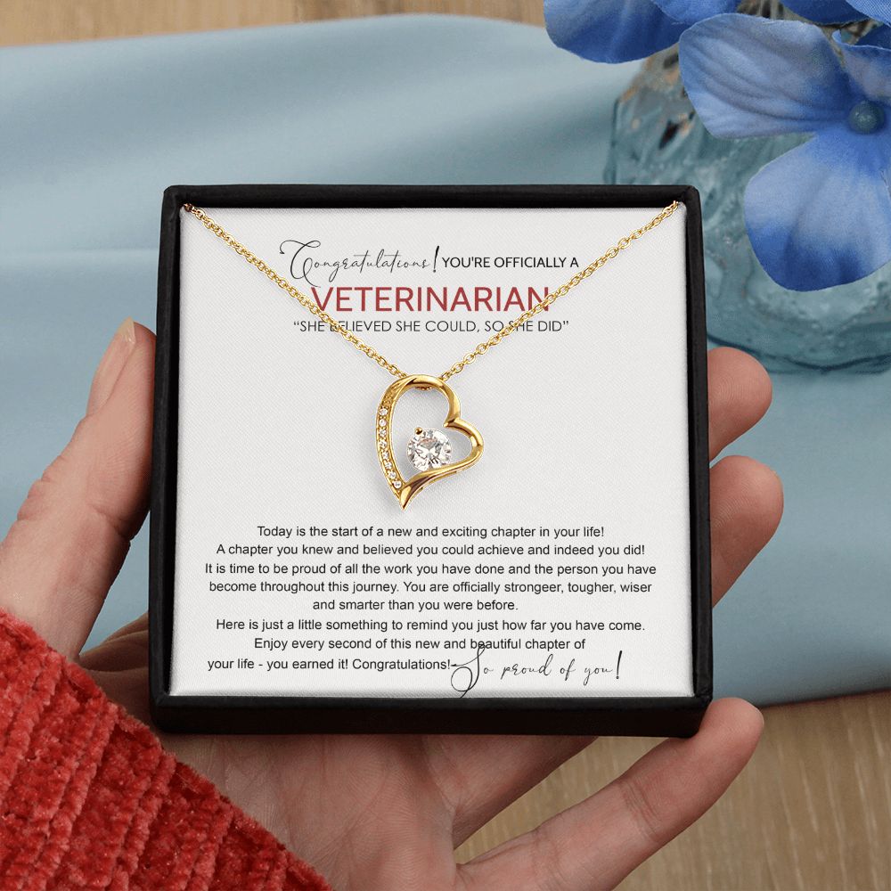 Veterinarian Graduation Gift Necklace, Doctor of Veterinary Medicine Degree Graduation Gifts Necklace Congrats Graduation Pendants Veterinarian Necklace Gift For Her Daughter Granddaughter Forever Love Necklace