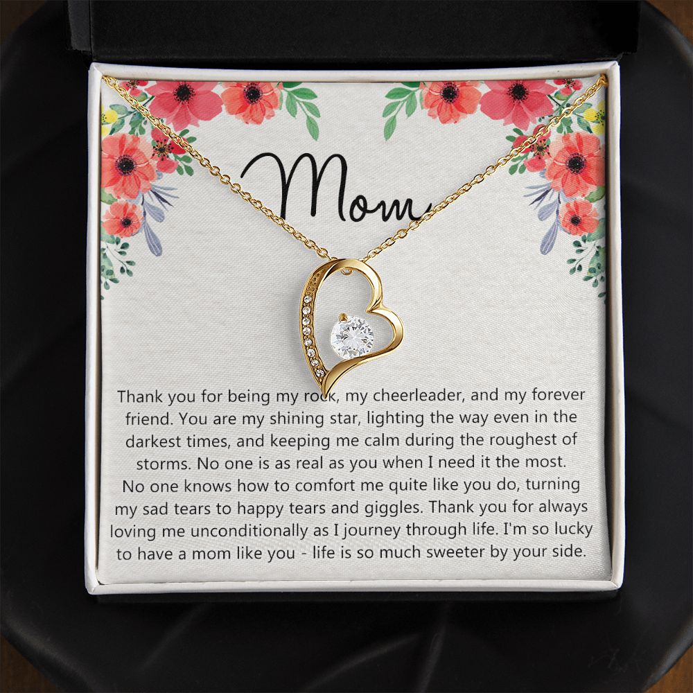 To My Mom Gift Necklace for Mother Daughter Jewelry, Thank You Mom Gift, Gift for Mom from Daughter to Mother Necklace Pendant Jewelry Box for Mom on Mother's Day Birthday Forever Love Necklace