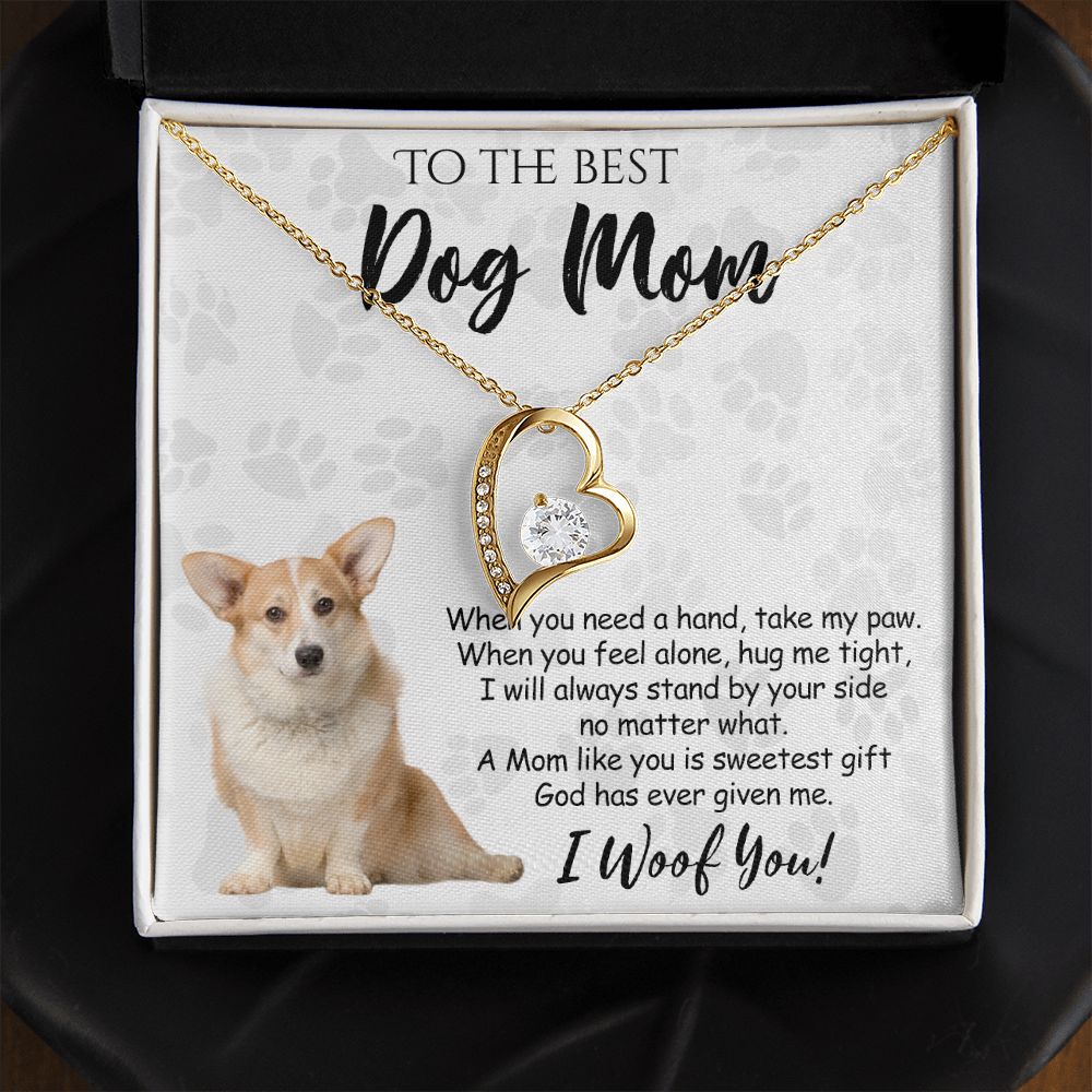 To The Best Corgi Dog Mom Knot Necklace Mother's Day Gift , I Woof You Quote Gift Card, Message Card Jewelry For Dog Lovers, Necklace For Mom Forever Love Necklace
