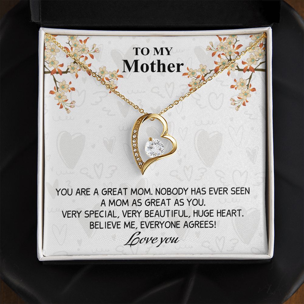 Mom Necklace Gifts for Mom from Daughter to Mom Gifts for Mothers Day from Daughter, To My Mom Necklace from Daughter to Mom Birthday Gifts Necklace with Message Card and Gift Box8 Forever Love Necklace