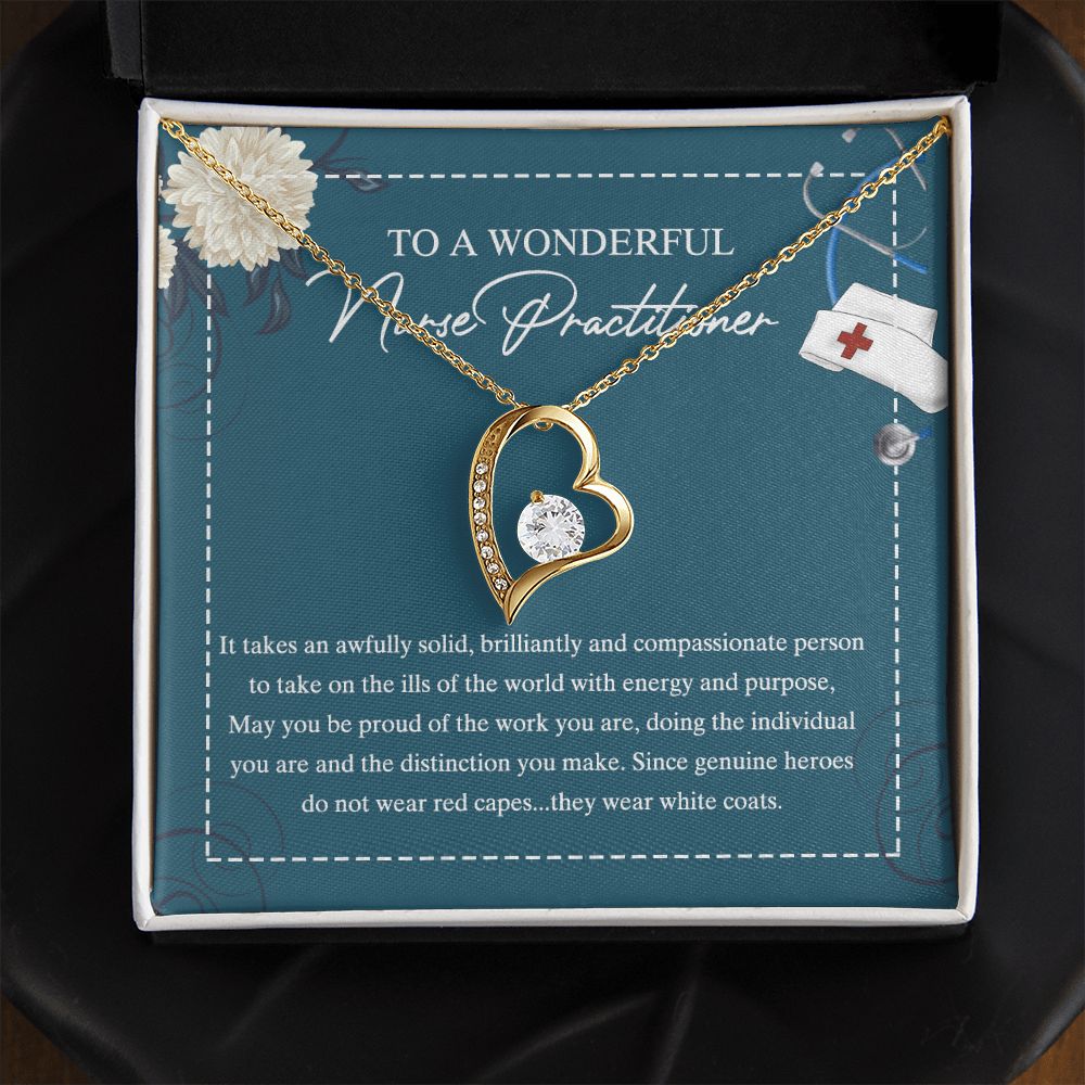 To My Nurse Practitioner Necklace with Box Message Card, Gift For Nurse Jewelry Congrats Graduation Pendants Gift For Daughter, Granddaughter, Niece, Sister Forever Love Necklace
