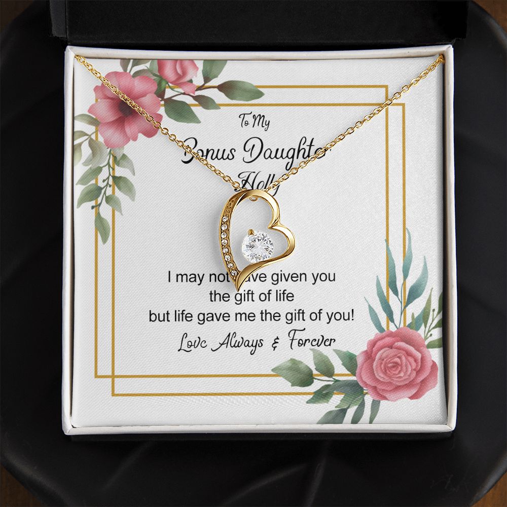 Bonus Daughter Gifts From Stepdad, Step Daughter Gifts From Stepmom, Stepdaughter Gifts From Stepdad, Father Stepdaughter Necklace, To My Bonus Daughter Necklaces, Christmas Gifts For Bonus6 Forever Love Necklace