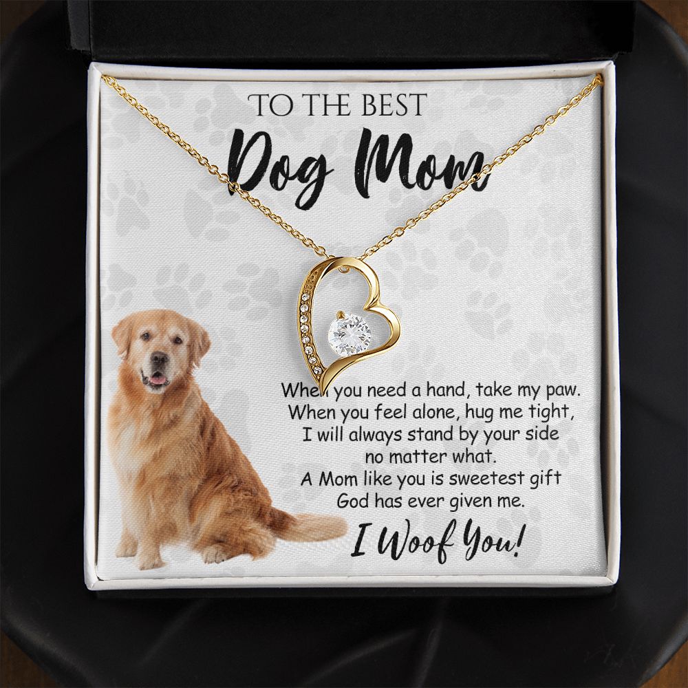To The Best Golden Retriever Dog Mom Knot Necklace Mother's Day Gift , I Woof You Quote Gift Card, Message Card Jewelry For Dog Lovers, Necklace For Mom Forever Love Necklace