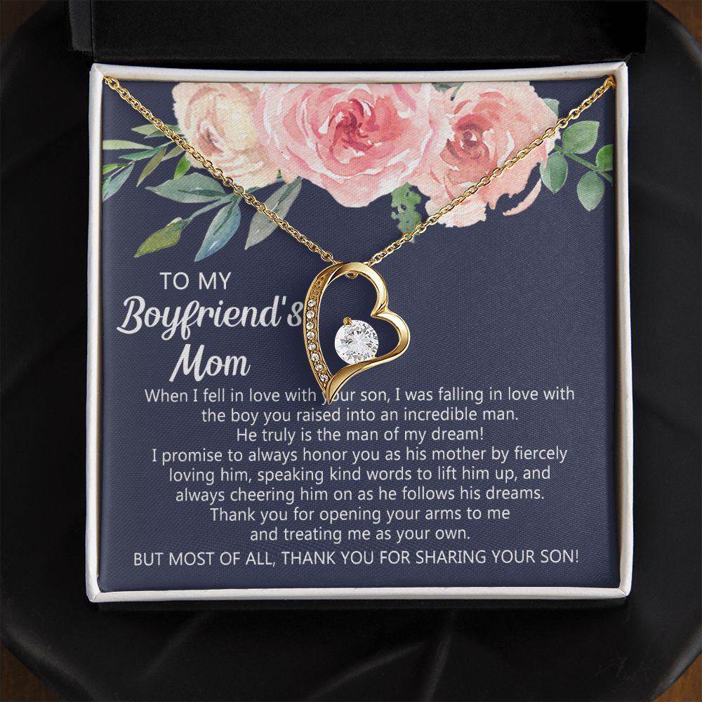 Personalized Gift for Boyfriends Mom, Boyfriends Mom Gift, Message Card Jewelry, To My Boyfriend's Mom Necklace with Message Card, Birthday Mother's Day Necklace for Boyfriend Mother Forever Love Necklace