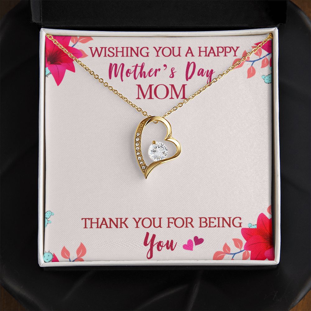 To My Mom Wishing You A Happy Mother's Day Gift From Daughter Or Son Thank You For Being You With Message Card Gift For Mom Forever Love Necklace