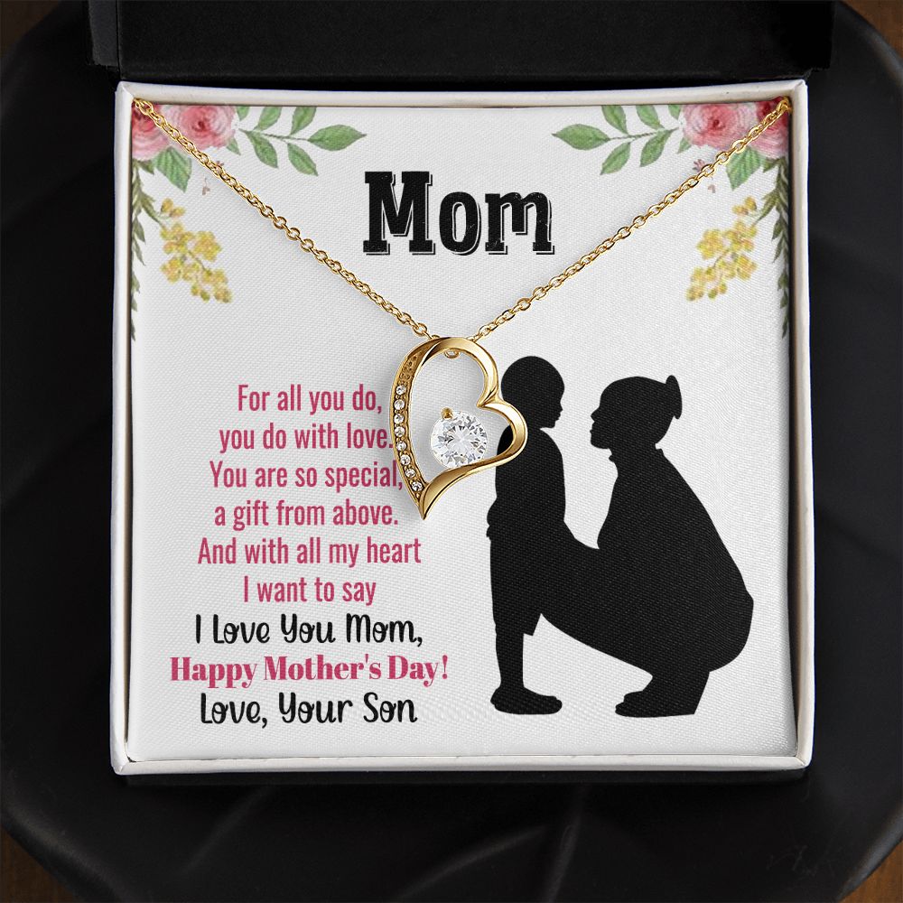 To My Mom Necklace, Gift For Mom, Mother's Day Gift from Daughter, Mom Jewelry Gift for Mothers Day, Birthday Gift for Mother, Moms Gift from Daughter Son, Necklace for Mom Mother22 Forever Love Necklace