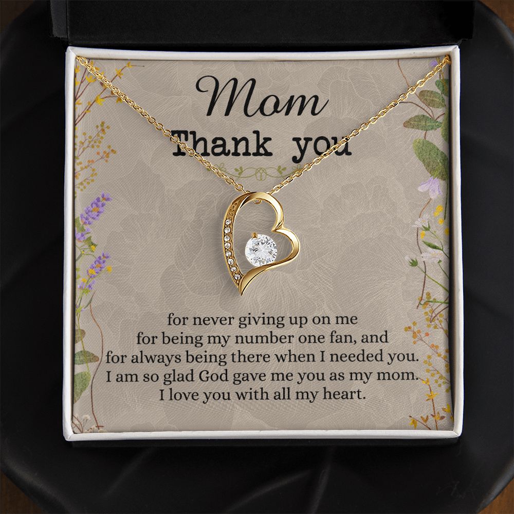To My Mom Necklace, Thank you Mom Gift, Gift for Mom, Mother's Day Gift from Daughter, Mother Daughter gift, Gift from child, Gift for Mom, Mothers Day Necklace for Women Forever Love Necklace