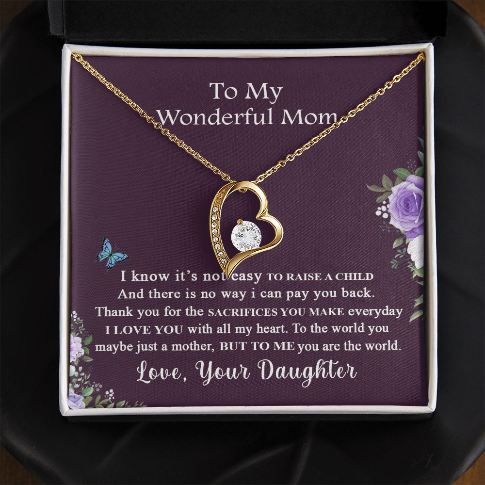 Mom Necklace Gifts for Mom from Daughter to Mom Gifts for Mothers Day from Daughter, To My Mom Necklace from Daughter to Mom Birthday Gifts Necklace with Message Card and Gift Box2231 Forever Love Necklace
