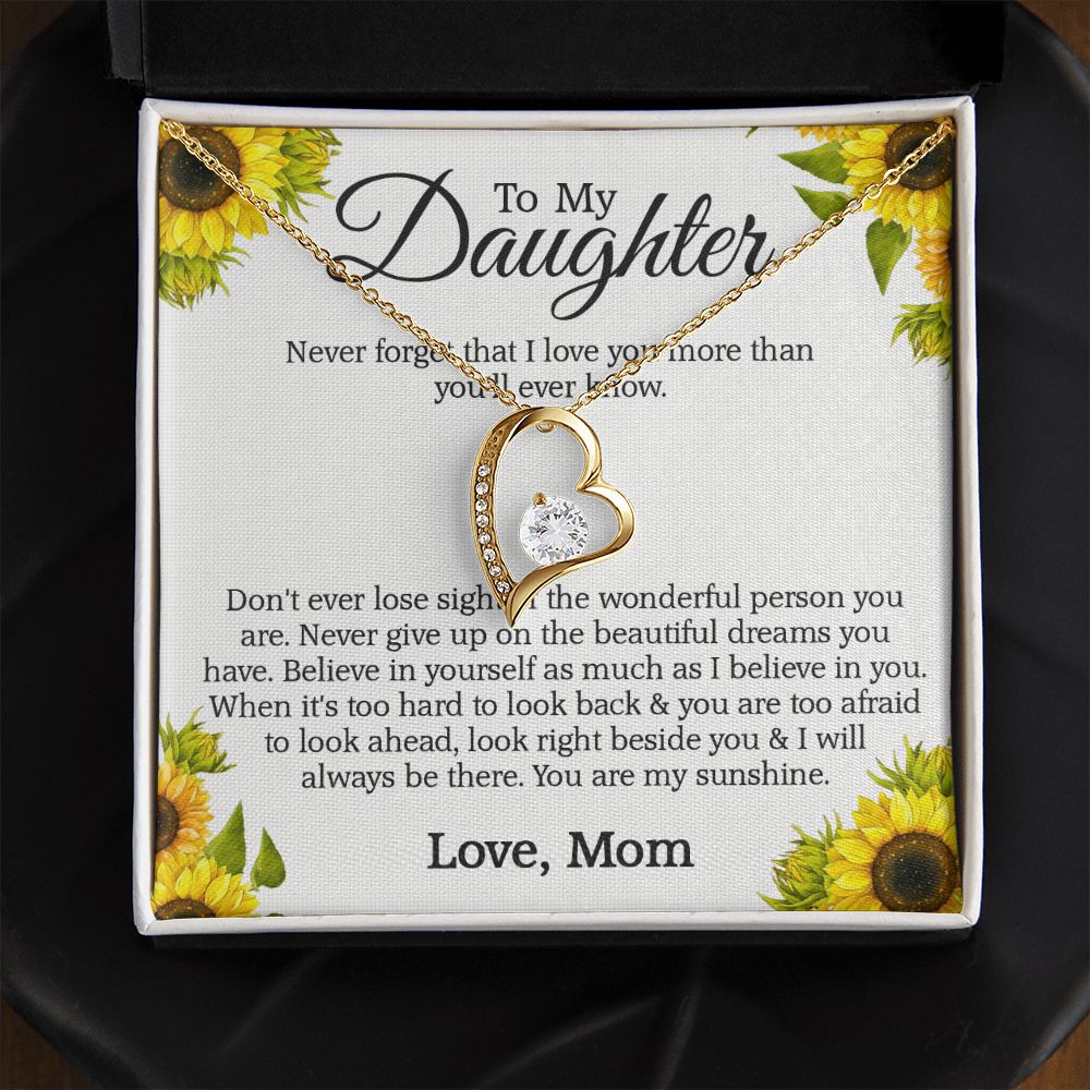 Mother Daughter Gift Ideas, To My Daughter Gift Necklace from Mom, Jewelry Pendant Present for Daughter, Birthday Christmas Gift Graduation Gifts for Daughters, Mother and Daughter Necklace 2132 Forever Love Necklace