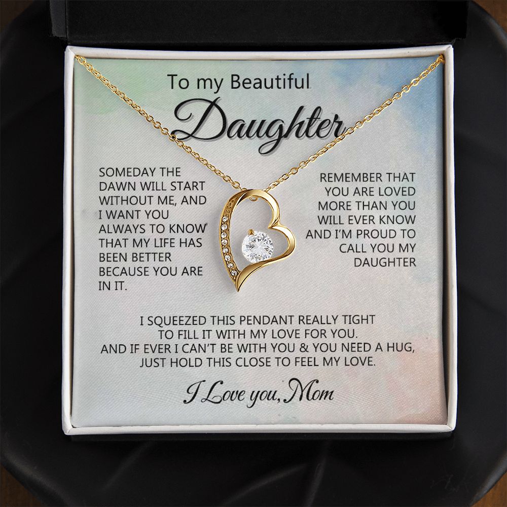 Jewelry Pendant Present for Daughter, To My Daughter Gift Necklace from Mom, Mother Daughter Gift Ideas, Birthday Christmas Gift Graduation Gifts for Daughters, Mother and Daughter Necklace 14 Forever Love Necklace