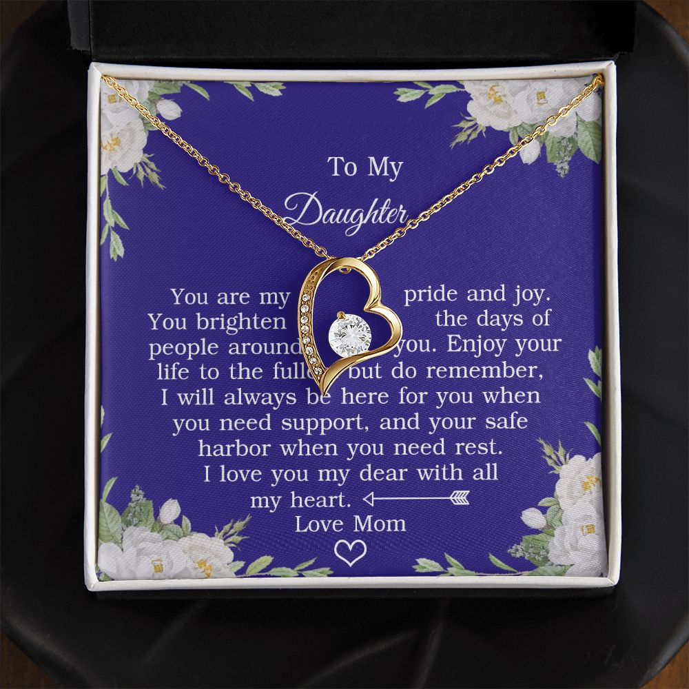 Mother Daughter Gift Ideas, To My Daughter Gift Necklace from Mom, Jewelry Pendant Present for Daughter, Birthday Christmas Gift Graduation Gifts for Daughters, Mother and Daughter Necklace 2137 Forever Love Necklace