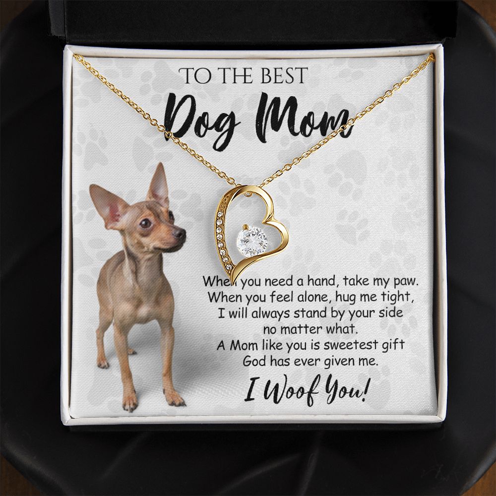 To The Best Chihuahua Dog Mom Knot Necklace Mother's Day Gift , I Woof You Quote Gift Card, Message Card Jewelry For Dog Lovers, Necklace For Mom Forever Love Necklace