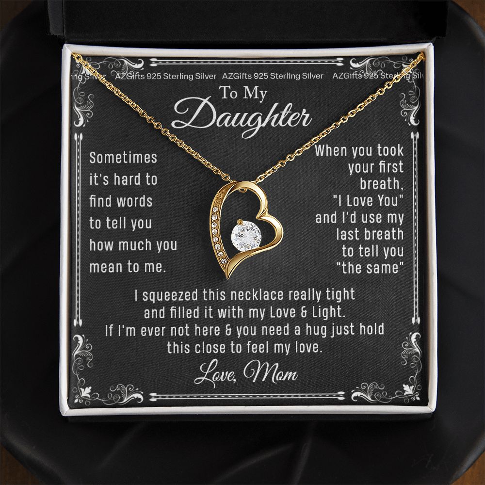 To My Daughter Necklace From Mom - Necklaces For Daughter From Mom, Mother Daughter Necklace, Gifts For Daughters From Mothers, Jewelry Gift For Badass Daughter On Birthday, Christmas, Graduation Forever Love Necklace