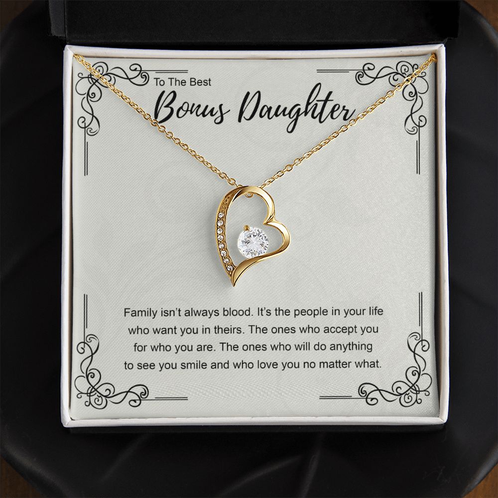 Bonus Daughter Gift Necklace, Double Hearts Necklace, Stepdaughter Jewelry Forever Love Necklace