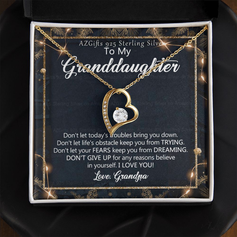 To My Granddaughter Necklace from Grandpa, Gift for Granddaughter from Grandfather, Necklace from Grandpa to Granddaughter, Granddaughter Christmas Present from Grandfather 301 Forever Love Necklace