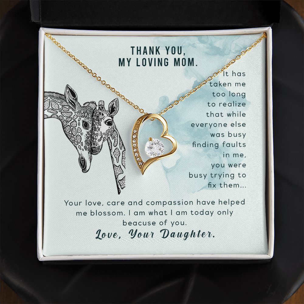 To My Thank You My Loving Mom Giraffe Necklace Pendant Gift From Mom Necklace Gift For To Daughter Birthday Daughter In Law Gift On Birthday Anniversary Gift 30821 Forever Love Necklace