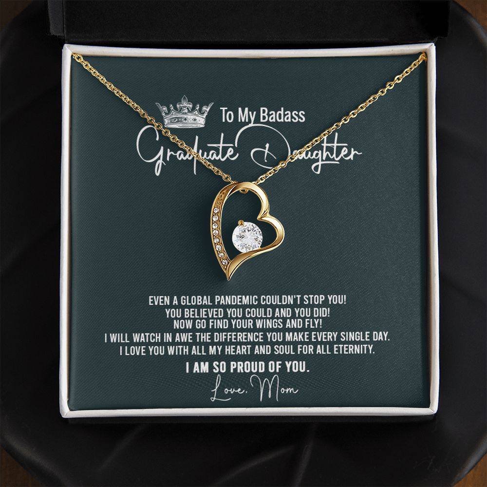 Badass Graduation Daughter Gift From Mom, Graduation Gift, Necklace Congrats Graduation Pendants Gift For Daughter, Daughter In law, Daughter Necklace From Mom Forever Love Necklace