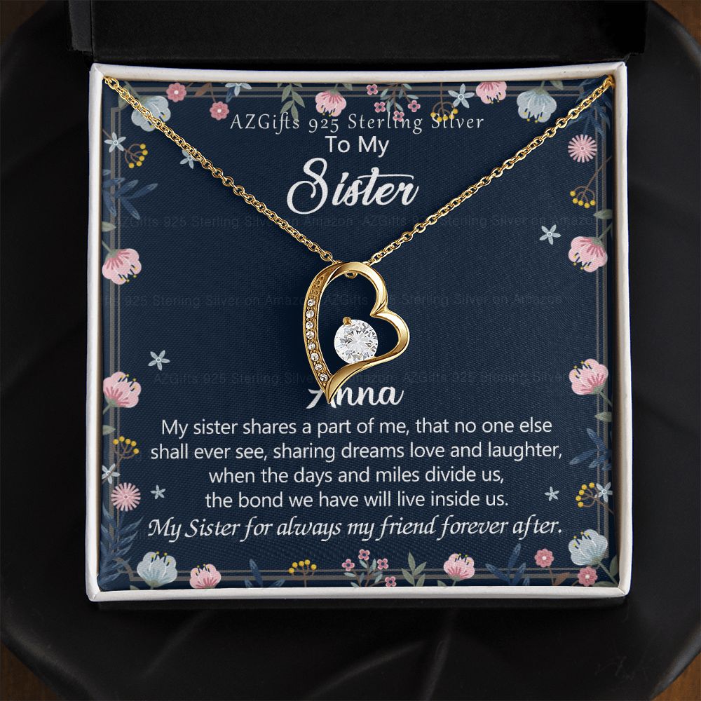 To My Sister Necklace, Pendant Inspirational Jewelry for Women Teen Girl, Keepsake Family and Friendship Gifts, Gift for Sisters, Necklace for Sisters, Sisters Jewelry 301 Forever Love Necklace