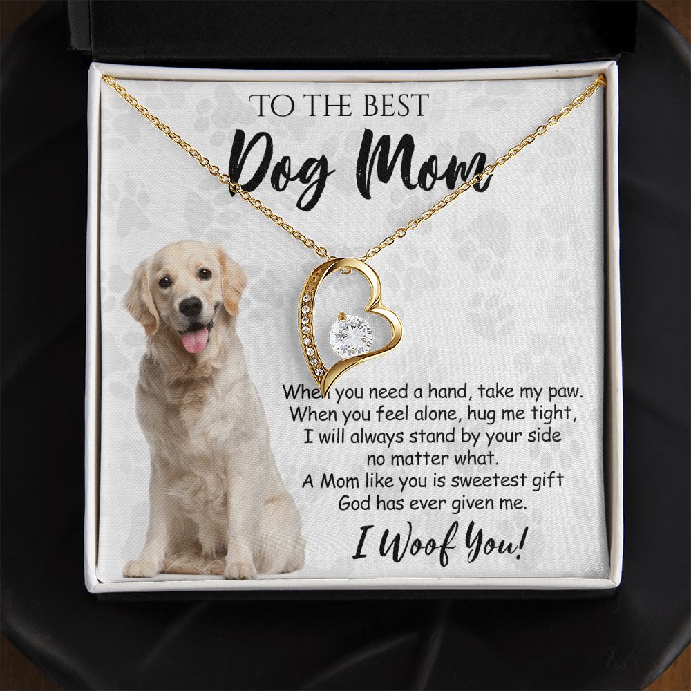 To The Best Golden Retriever Dog Mom Knot Necklace Mother's Day Gift , I Woof You Gift Card, Message Card Jewelry For Dog Lovers, Necklace For Mom Forever Love Necklace