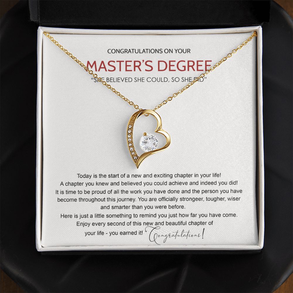 Master's Degree Graduation Gift Necklace, Masters Student Necklace Gift, Master's Student MBA Graduation Congrats Graduation Pendants Gift For Daughter, Granddaughter, Niece, Sister Forever Love Necklace